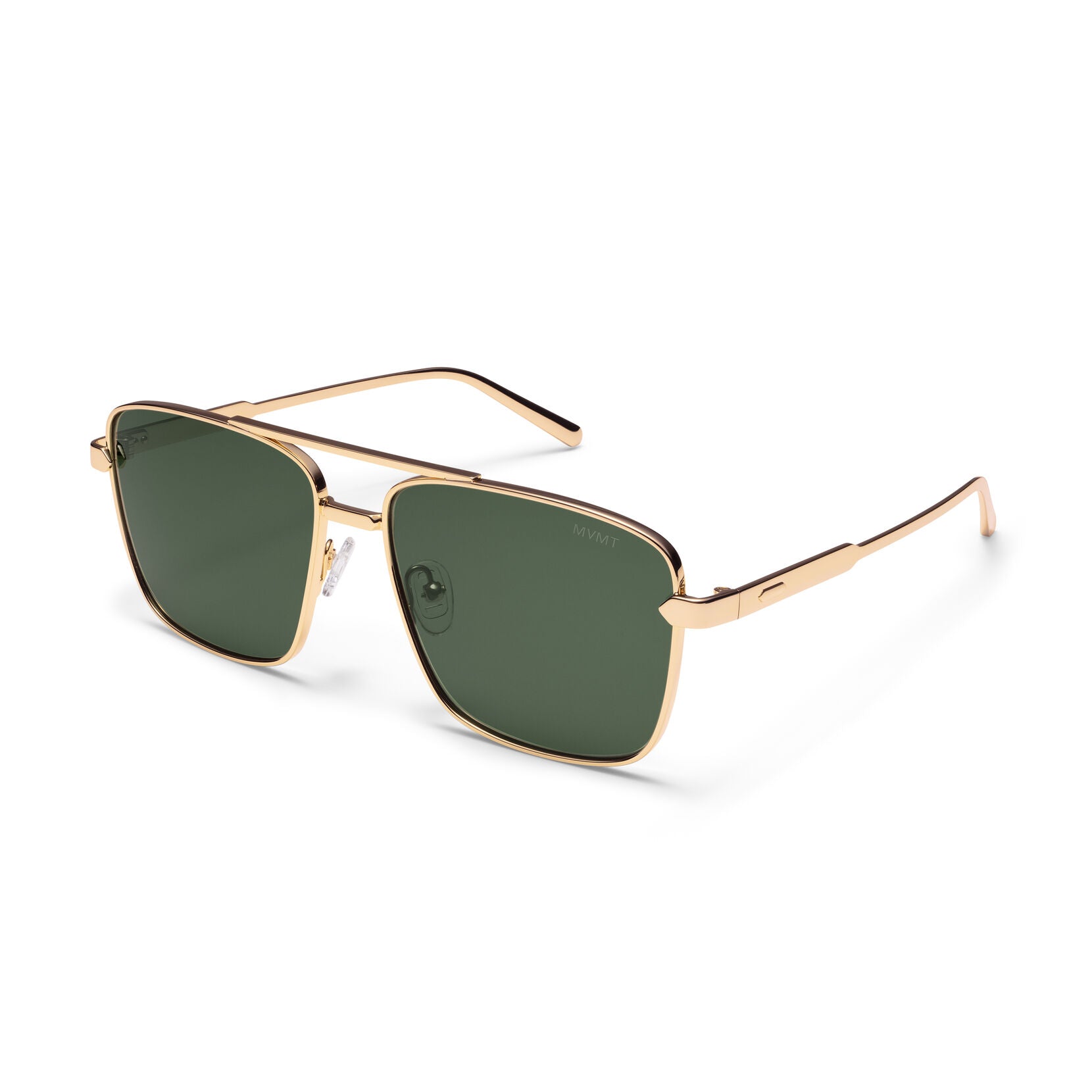 Horizon Square Aviator Sunglasses | Gold Frame + Green Lens | Non-Polarized - image 2