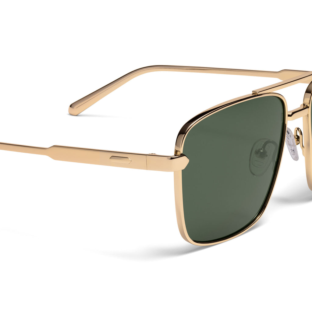 Horizon Square Aviator Sunglasses | Gold Frame + Green Lens | Non-Polarized - image 3