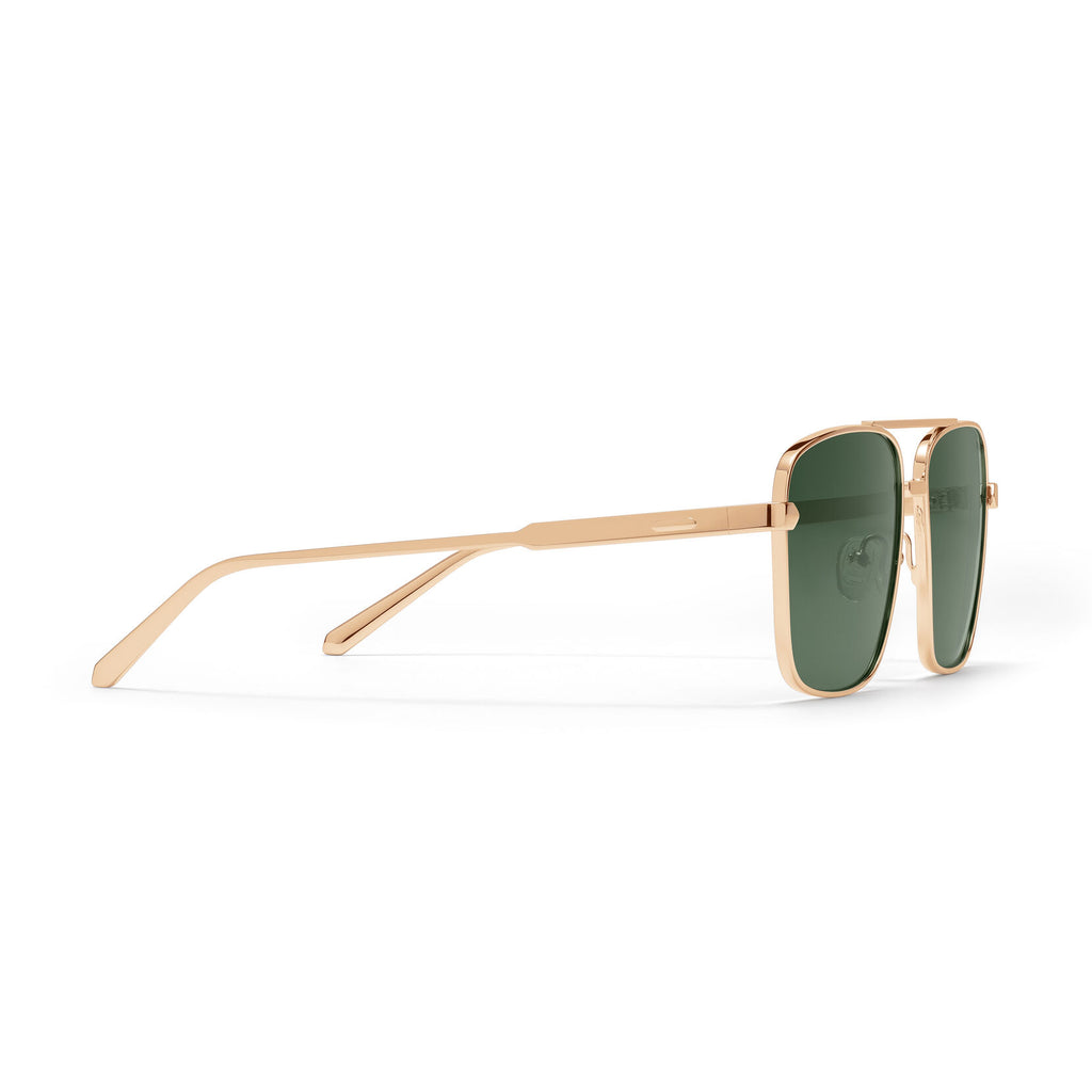 Horizon Square Aviator Sunglasses | Gold Frame + Green Lens | Non-Polarized - image 5
