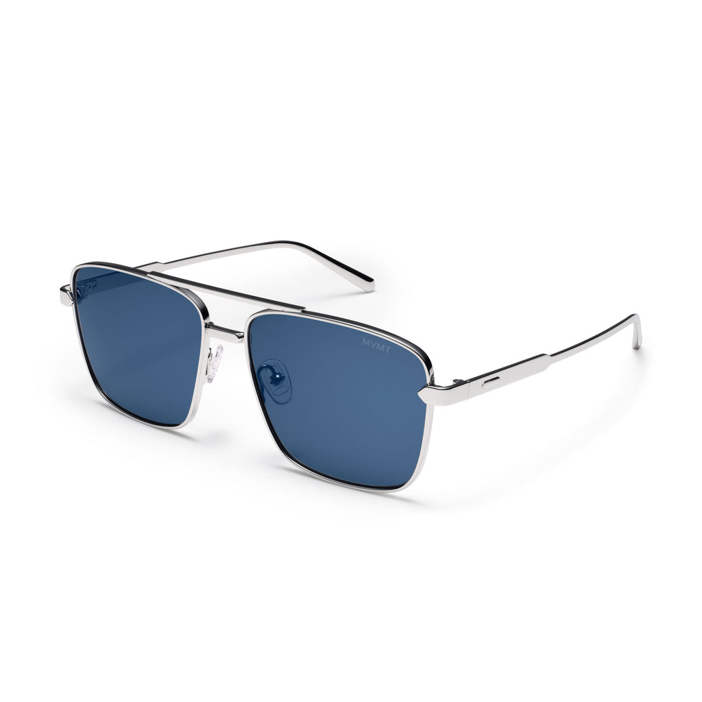 Horizon Square Aviator Sunglasses | Silver Frame + Blue Lens | Non-Polarized - image 2