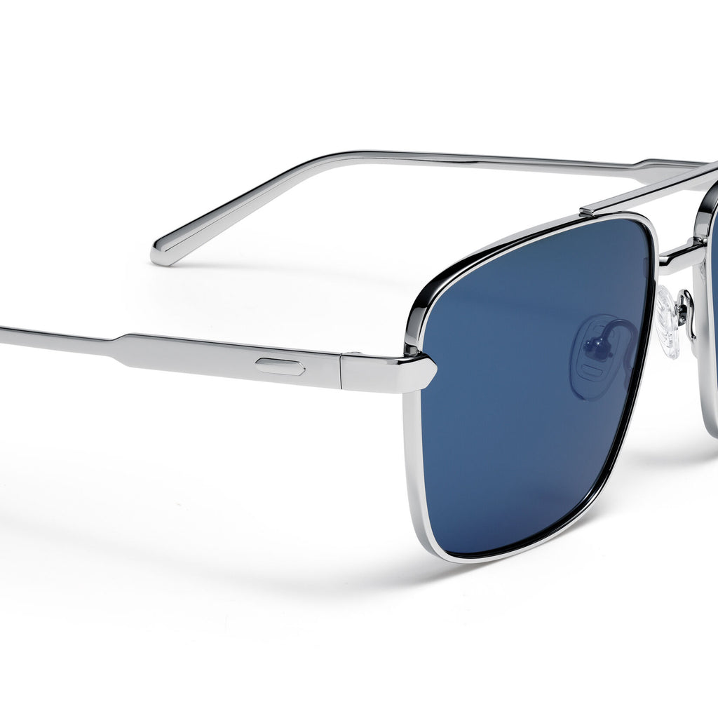 Horizon Square Aviator Sunglasses | Silver Frame + Blue Lens | Polarized - image 3