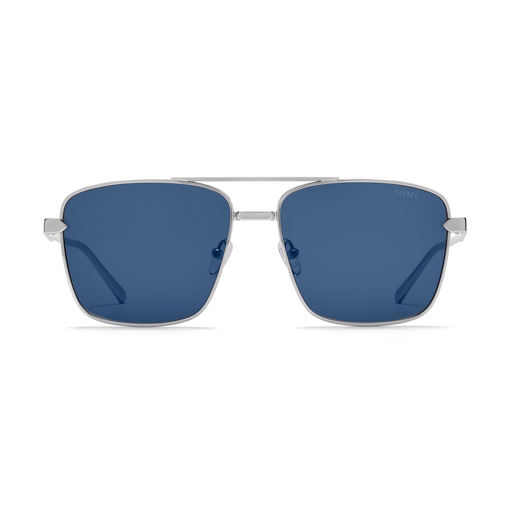 Horizon Square Aviator Sunglasses | Silver Frame + Blue Lens | Polarized - main image