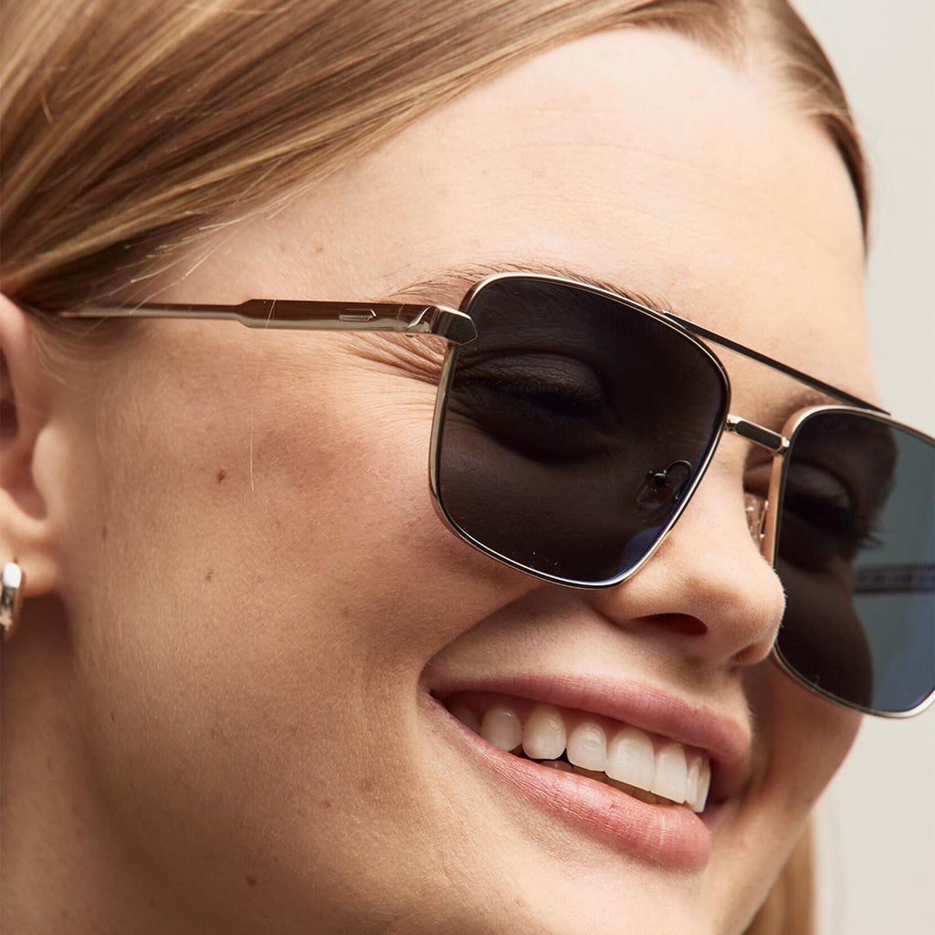 Horizon Square Aviator Sunglasses | Silver Frame + Blue Lens | Polarized - image 4