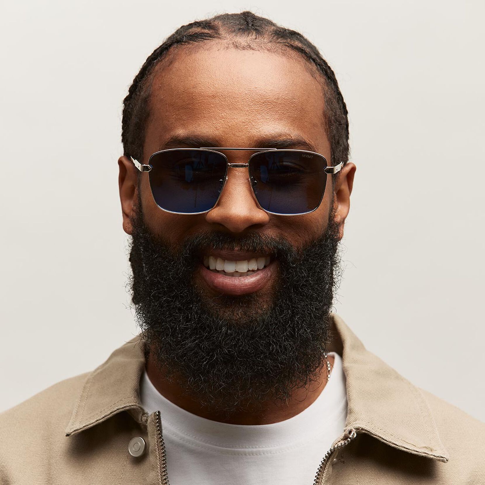 Horizon Square Aviator Sunglasses | Silver Frame + Blue Lens | Non-Polarized - image 6