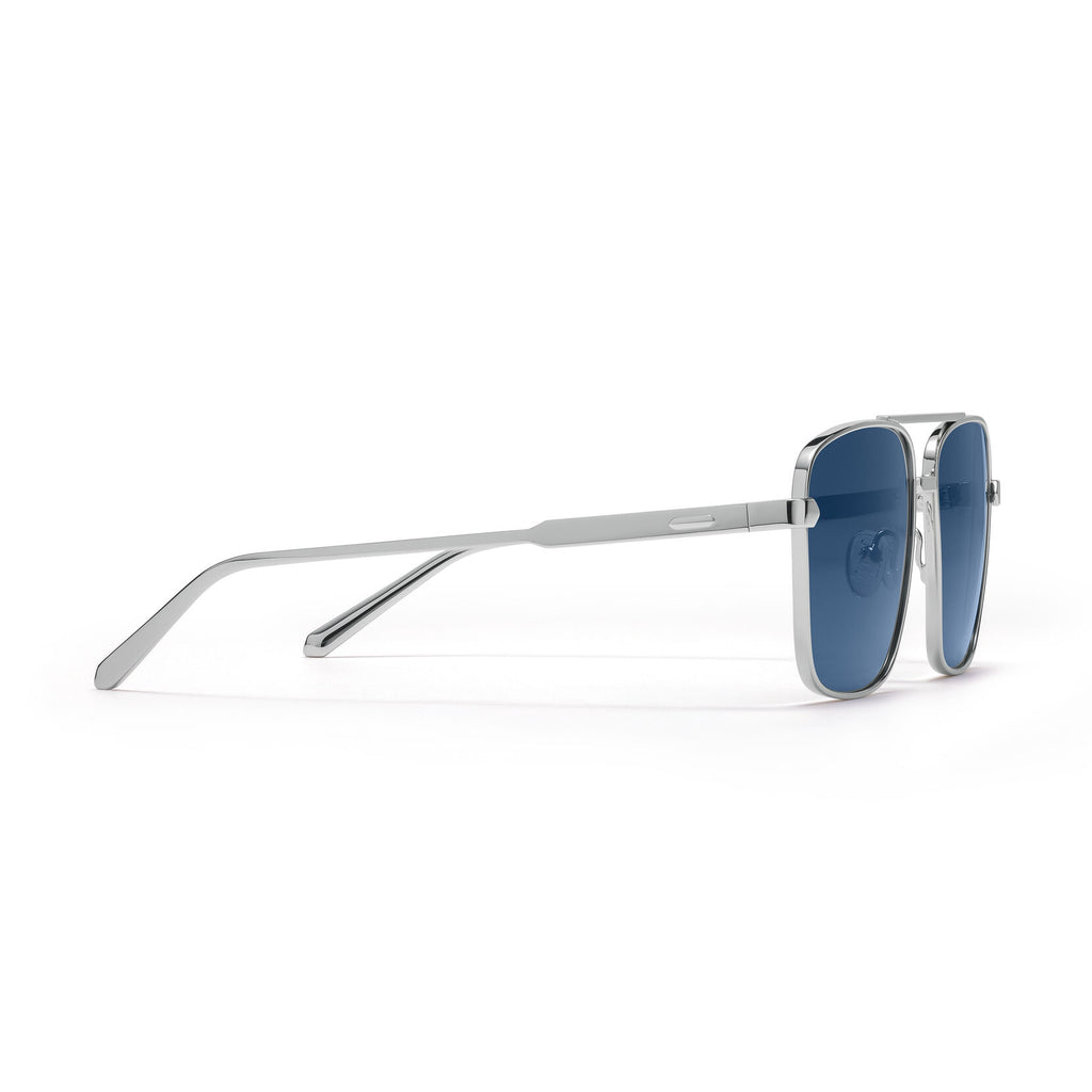Horizon Square Aviator Sunglasses | Silver Frame + Blue Lens | Polarized - image 5