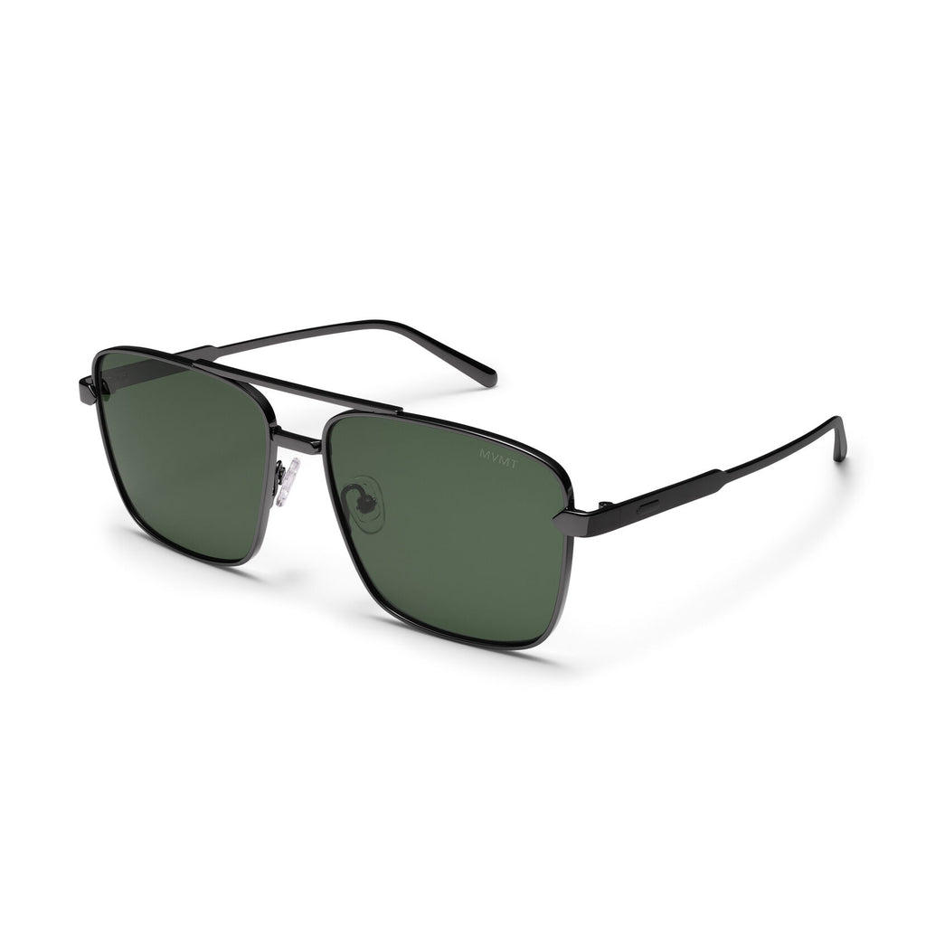 Horizon Square Aviator Sunglasses | Gunmetal Frame + Green Lens | Non-Polarized - image 2