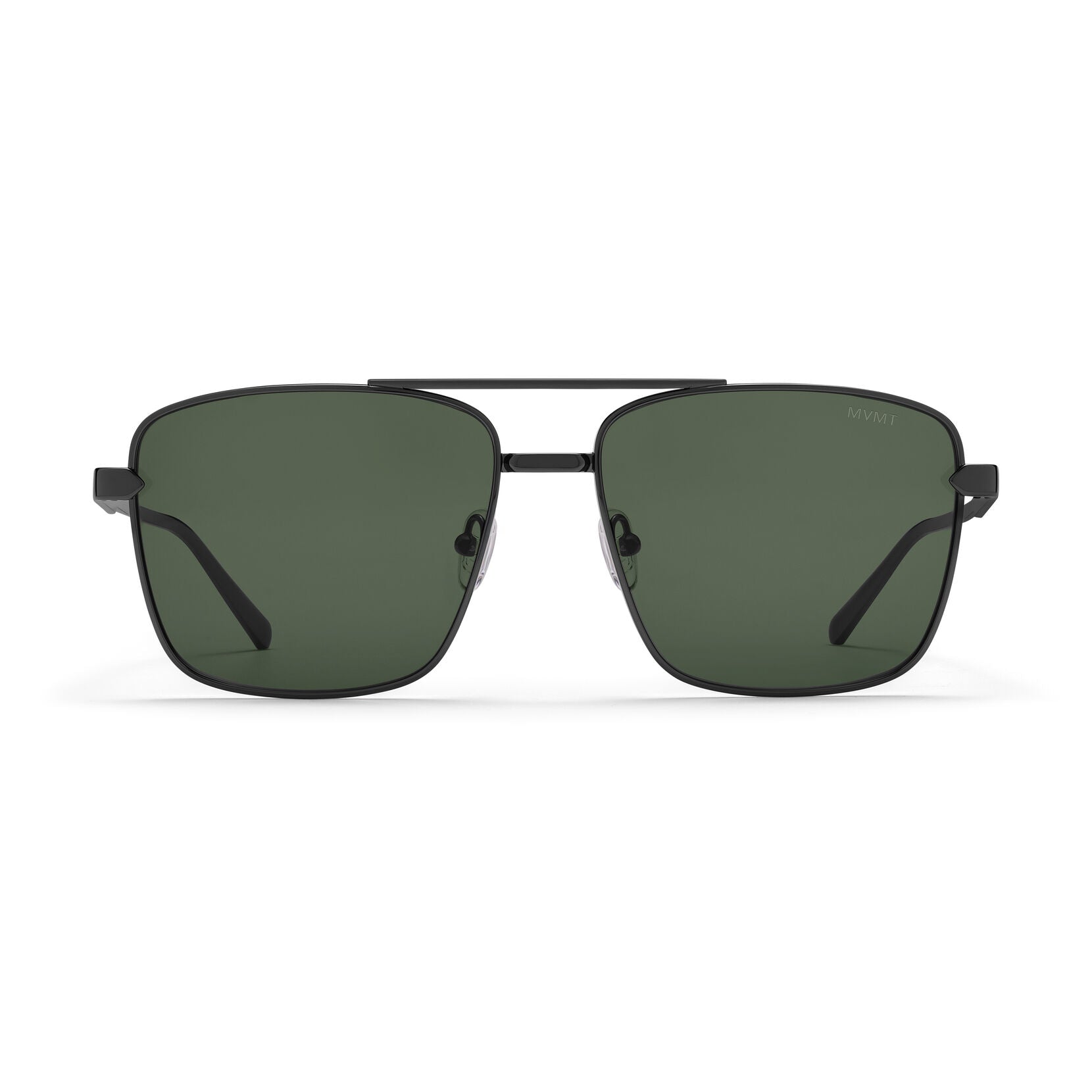 Horizon Square Aviator Sunglasses | Gunmetal Frame + Green Lens | Non-Polarized - main image
