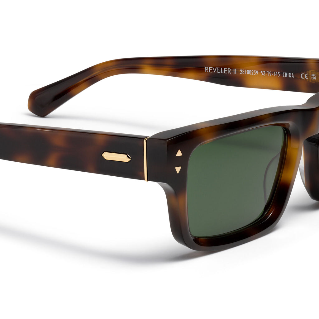 Del Mar Rectangle Sunglasses | Tortoise Frame + Green Lens | Polarized - image 3