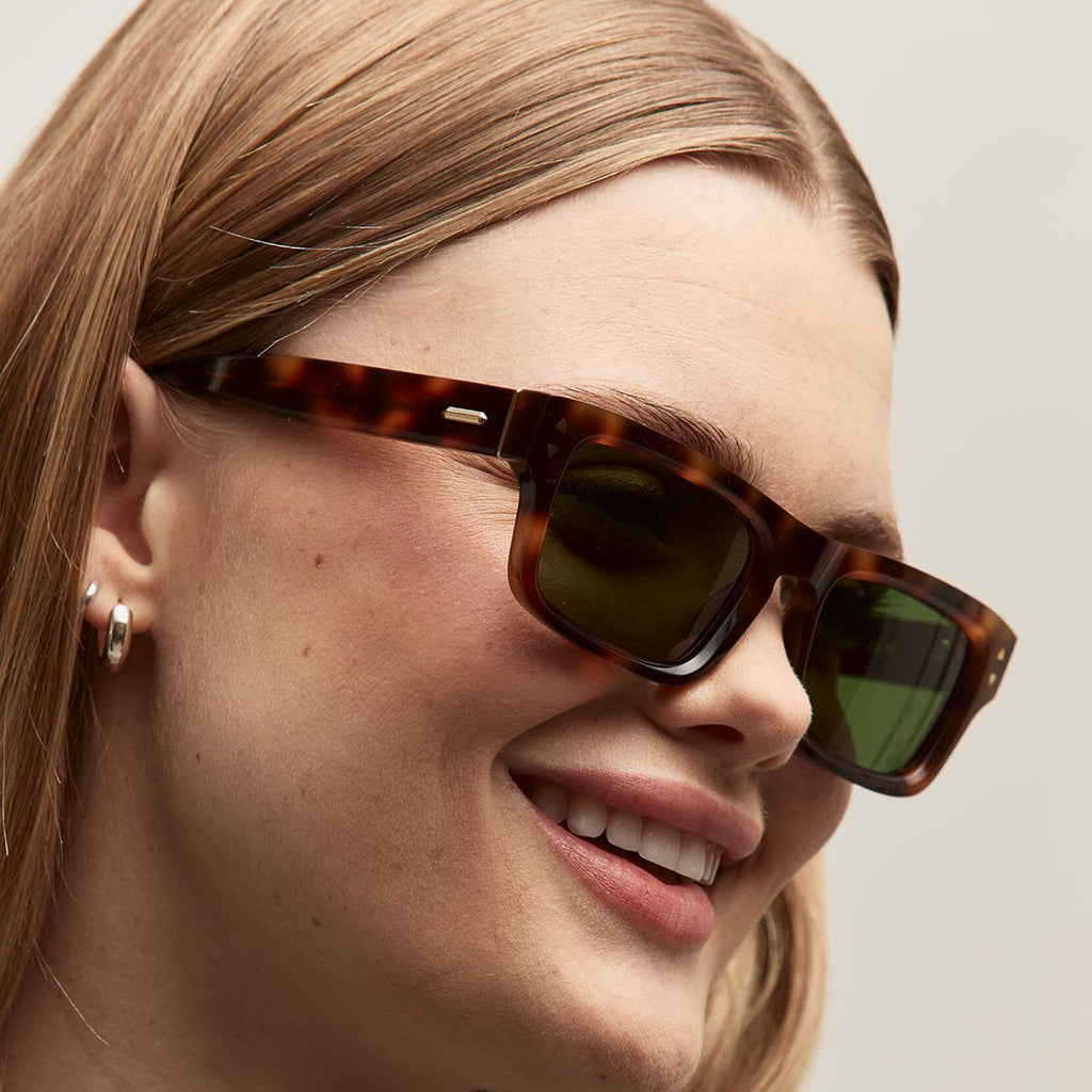 Del Mar Rectangle Sunglasses | Tortoise Frame + Green Lens | Non-Polarized - image 4