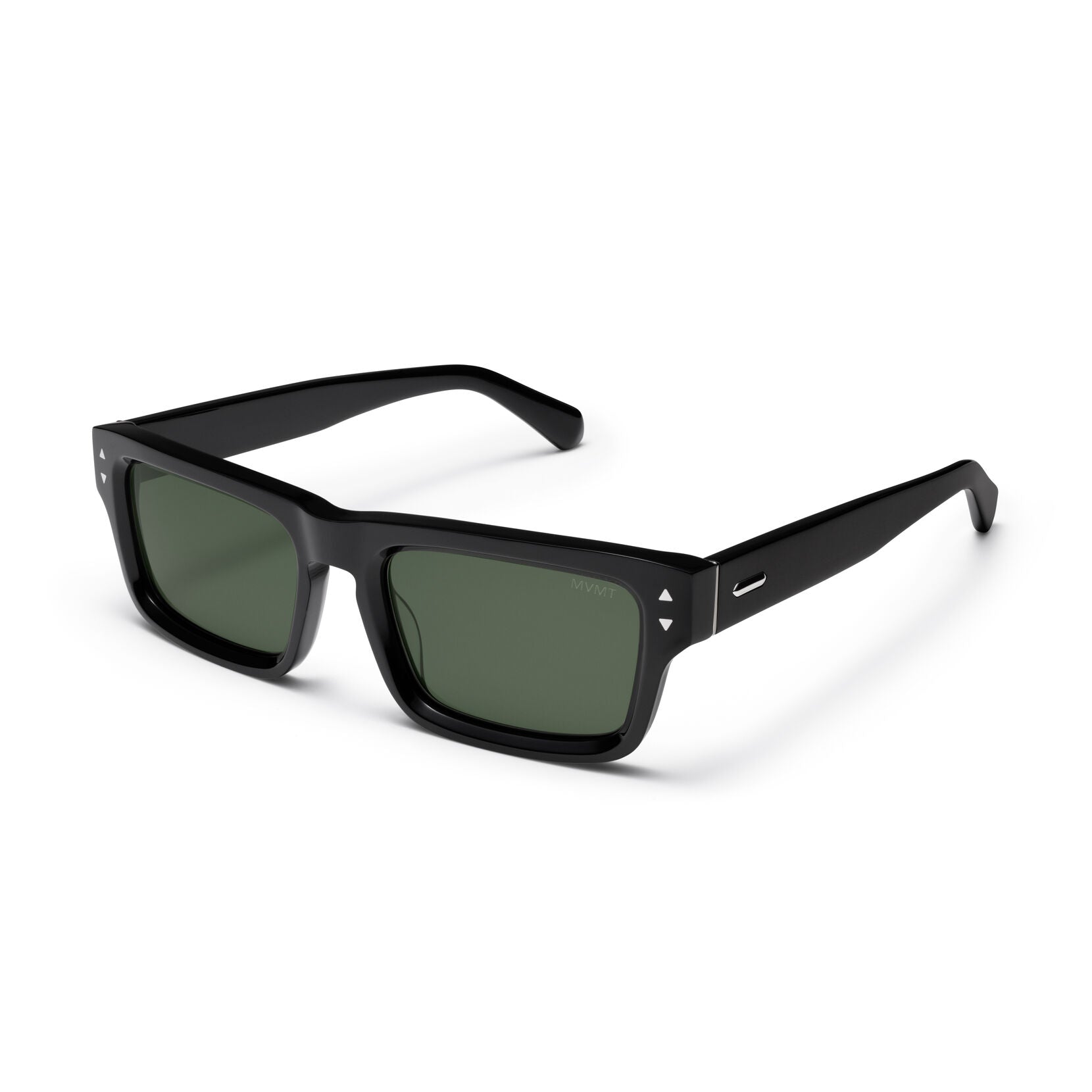 Del Mar Rectangle Sunglasses | Black Frame + Green Lens | Non-Polarized - image 2