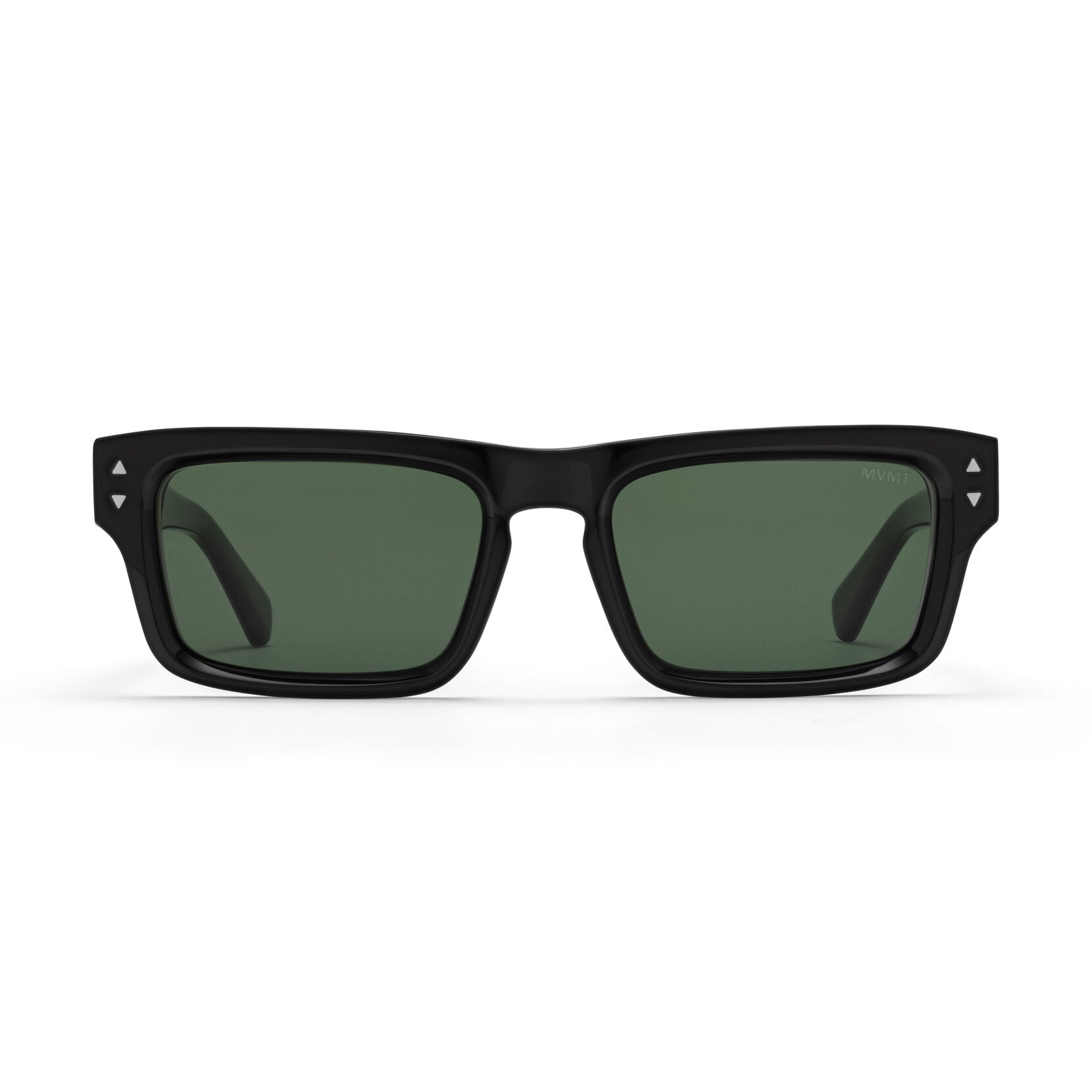 Del Mar Rectangle Sunglasses | Black Frame + Green Lens | Polarized - main image