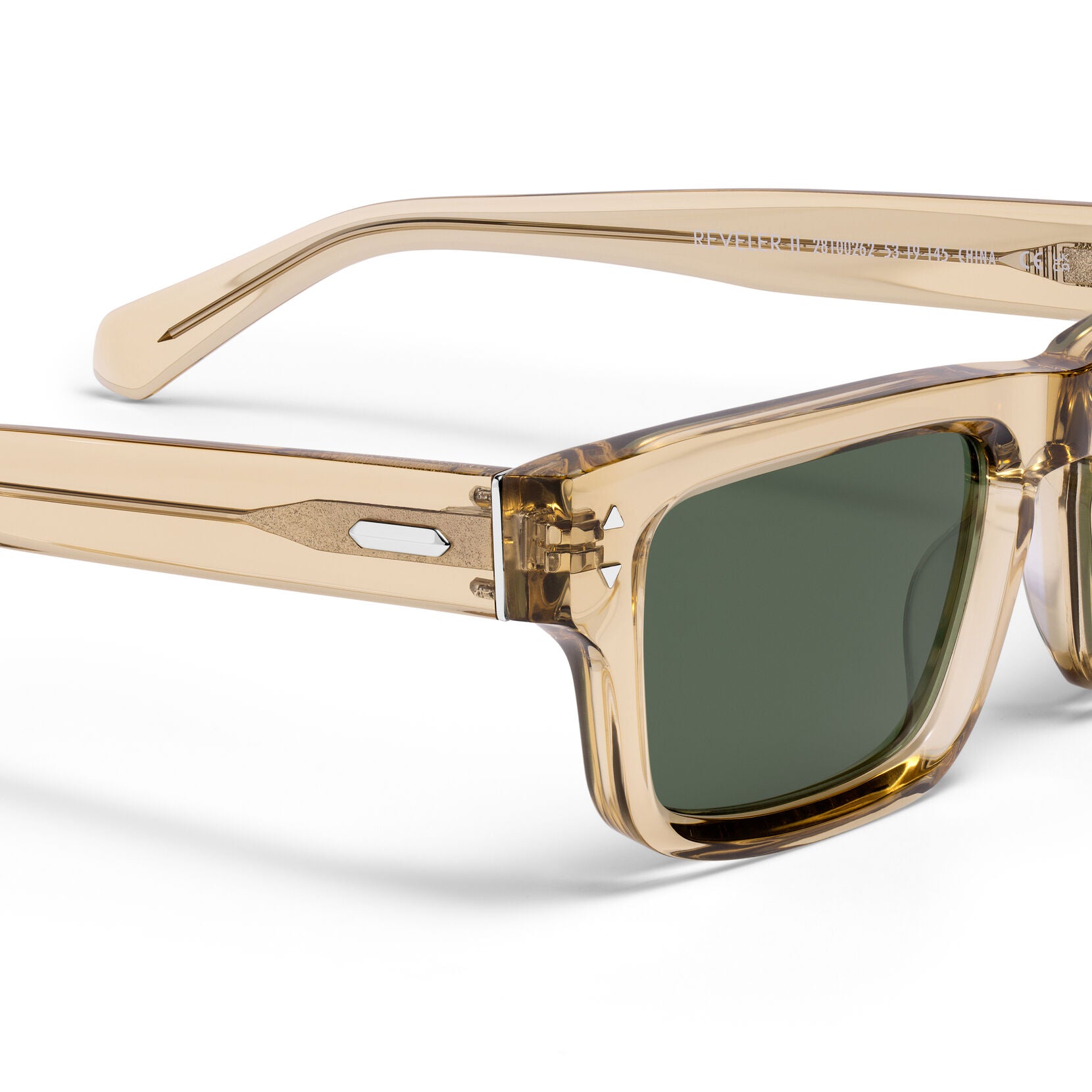 Del Mar Rectangle Sunglasses | Transparent Champagne Frame + Green Lens | Non-Polarized - image 3