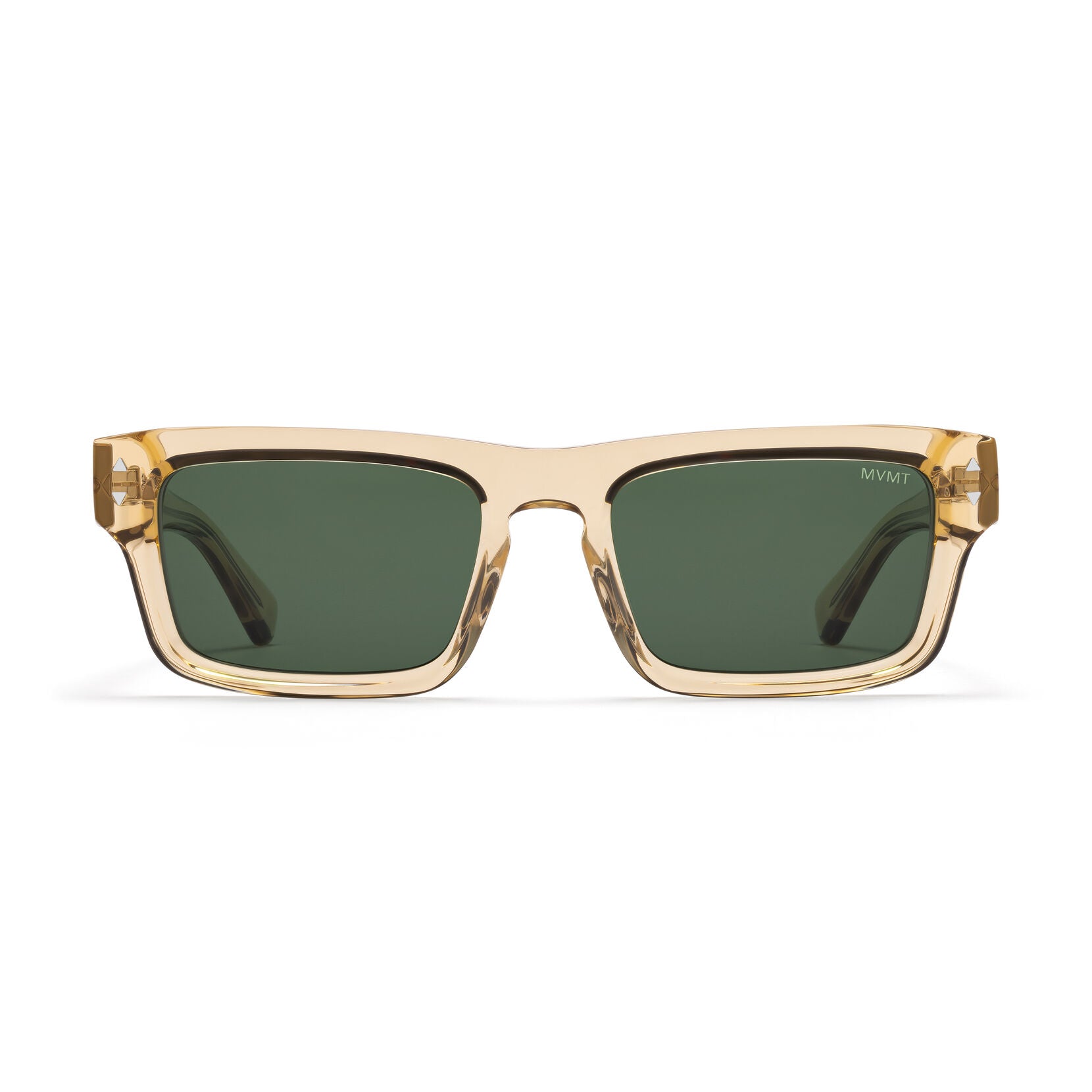 Del Mar Rectangle Sunglasses | Transparent Champagne Frame + Green Lens | Non-Polarized - main image