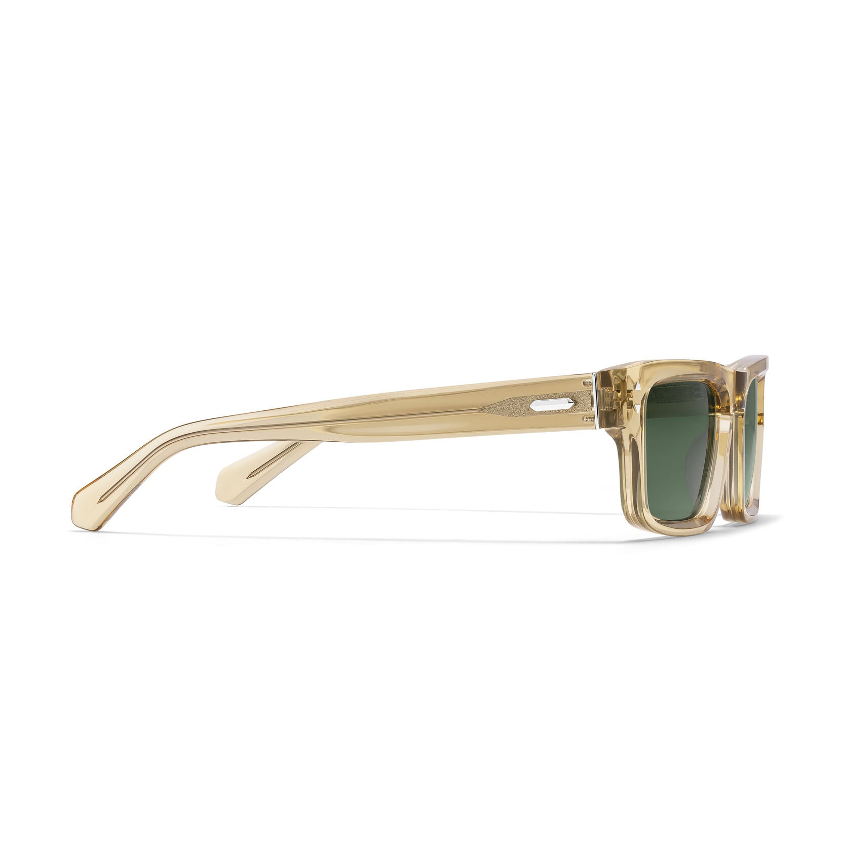 Del Mar Rectangle Sunglasses | Transparent Champagne Frame + Green Lens | Non-Polarized - image 5
