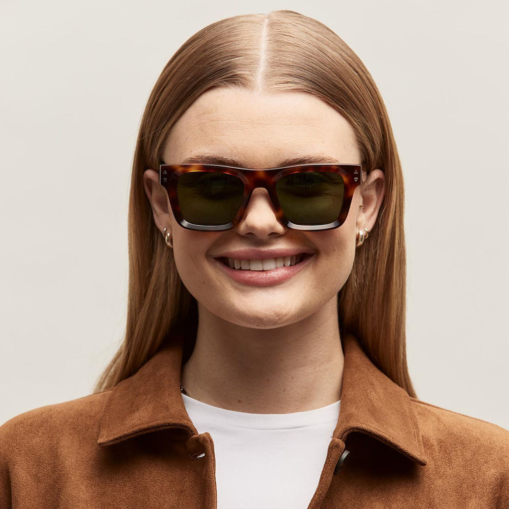 Vista Square Sunglasses | Tortoise Frame + Green Lens | Polarized - image 6