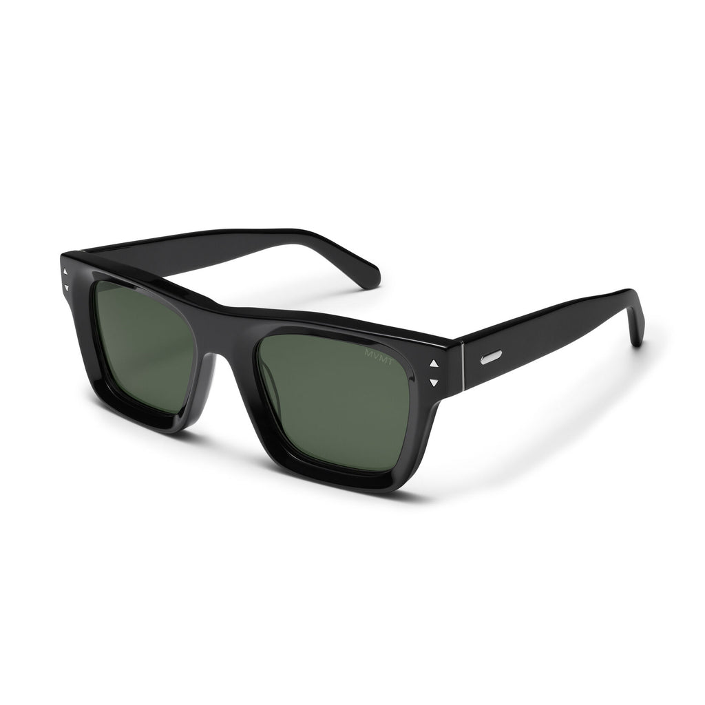 Vista Square Sunglasses | Black Frame + Green Lens | Polarized - image 2