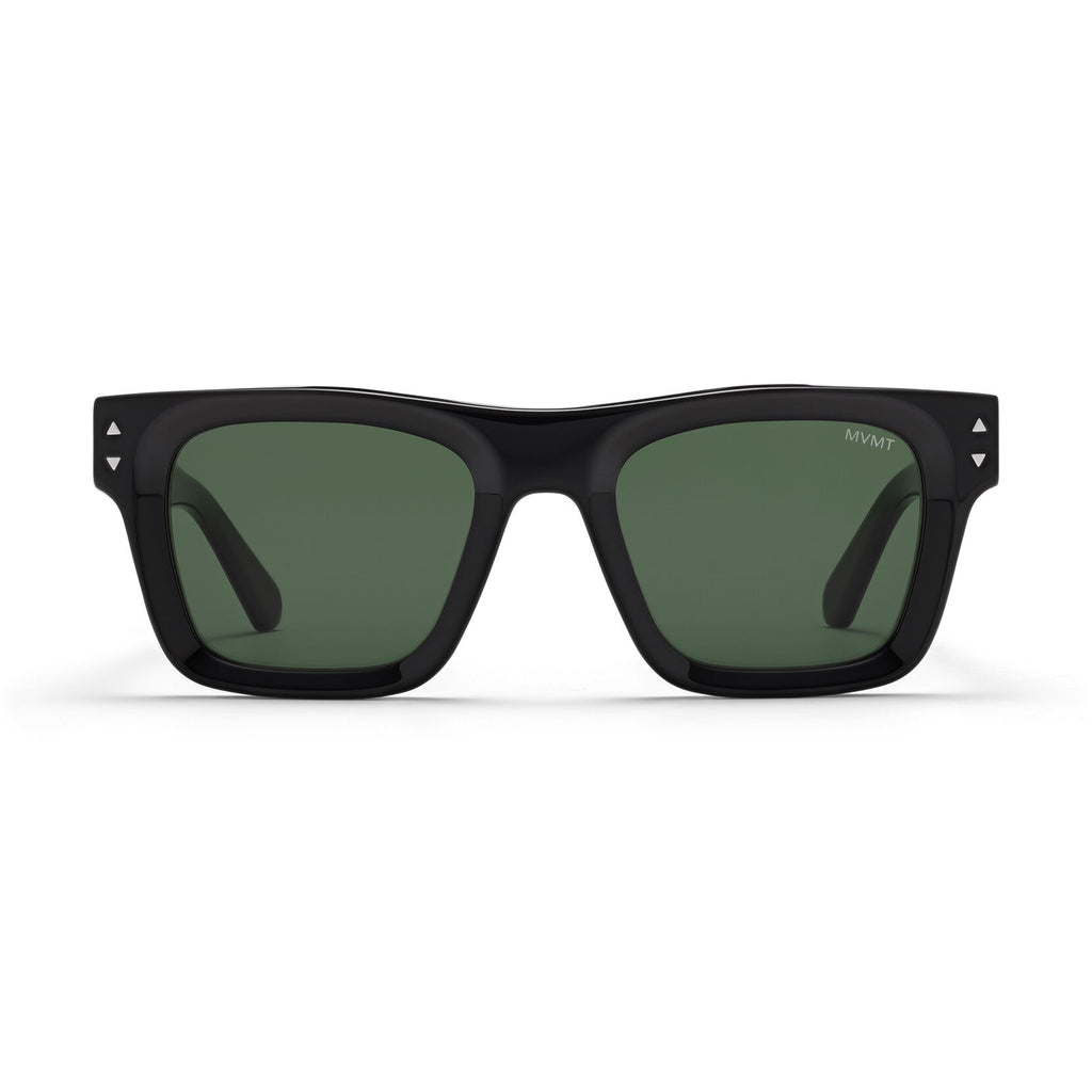 Vista Square Sunglasses | Black Frame + Green Lens | Polarized - main image