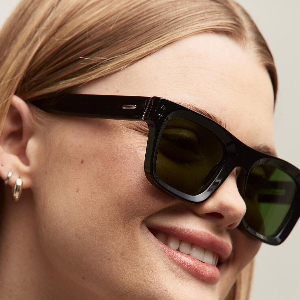 Vista Square Sunglasses | Black Frame + Green Lens | Polarized - image 4