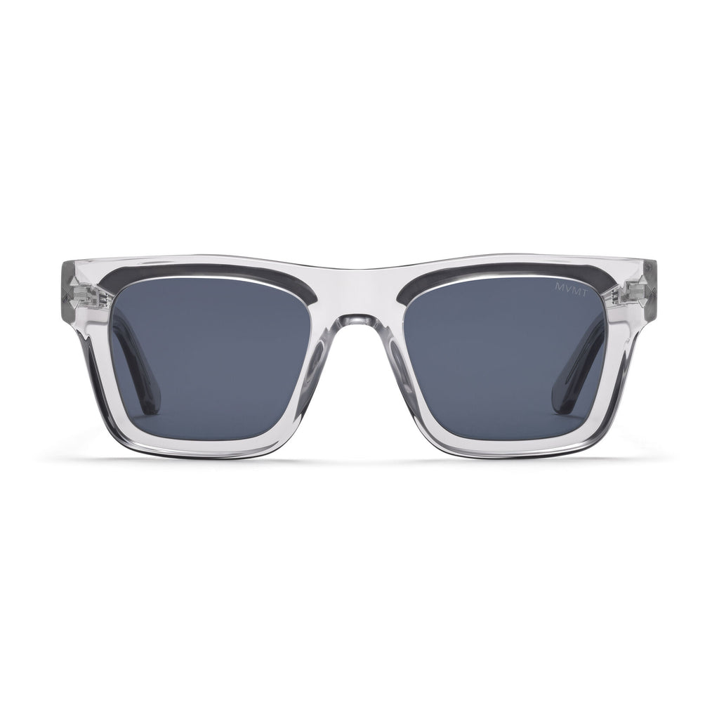 Vista Square Sunglasses | Transparent Grey Frame + Blue Lens | Non-Polarized - main image
