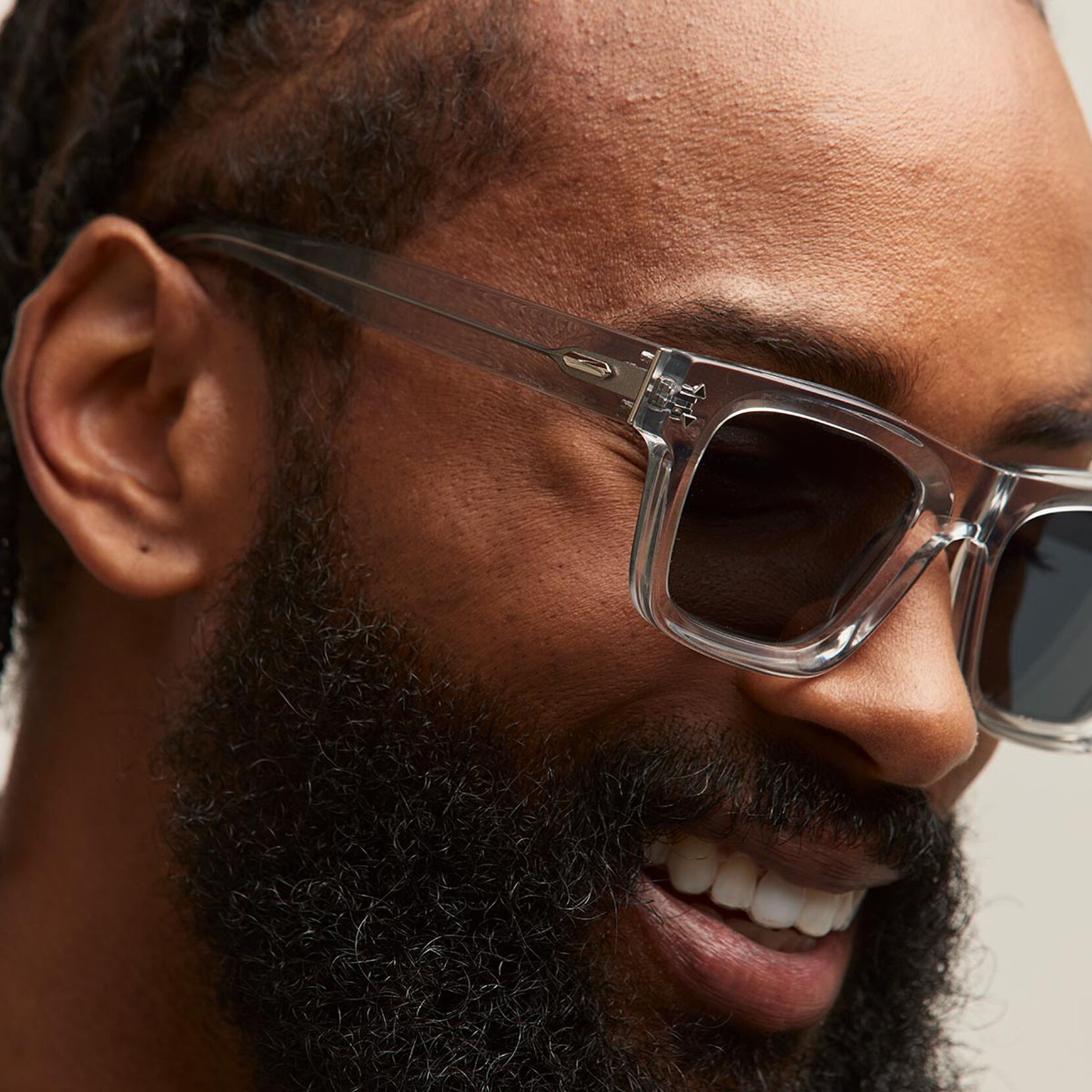 Vista Square Sunglasses | Transparent Grey Frame + Blue Lens | Non-Polarized - image 6