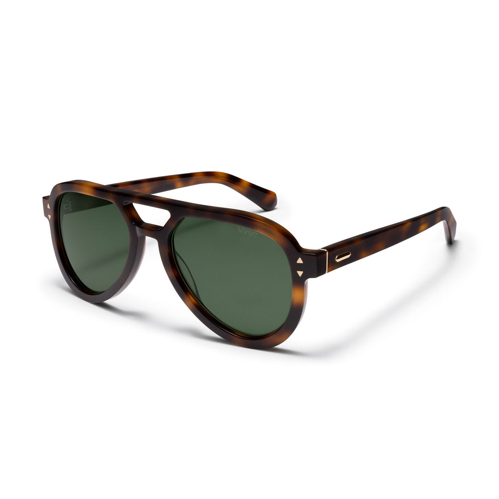 Hollywood Aviator Sunglasses | Tortoise Frame + Green Lens | Non-Polarized - image 2