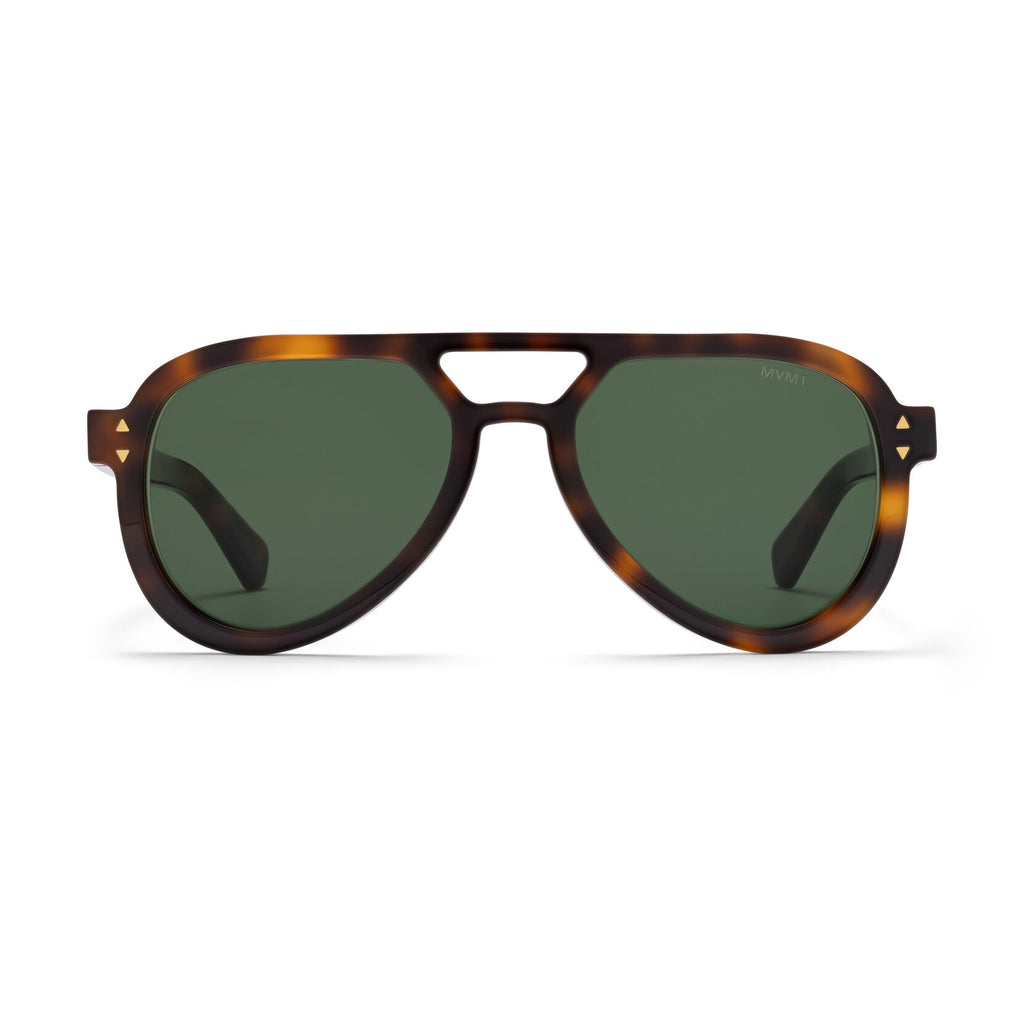 Hollywood Aviator Sunglasses | Tortoise Frame + Green Lens | Polarized - main image