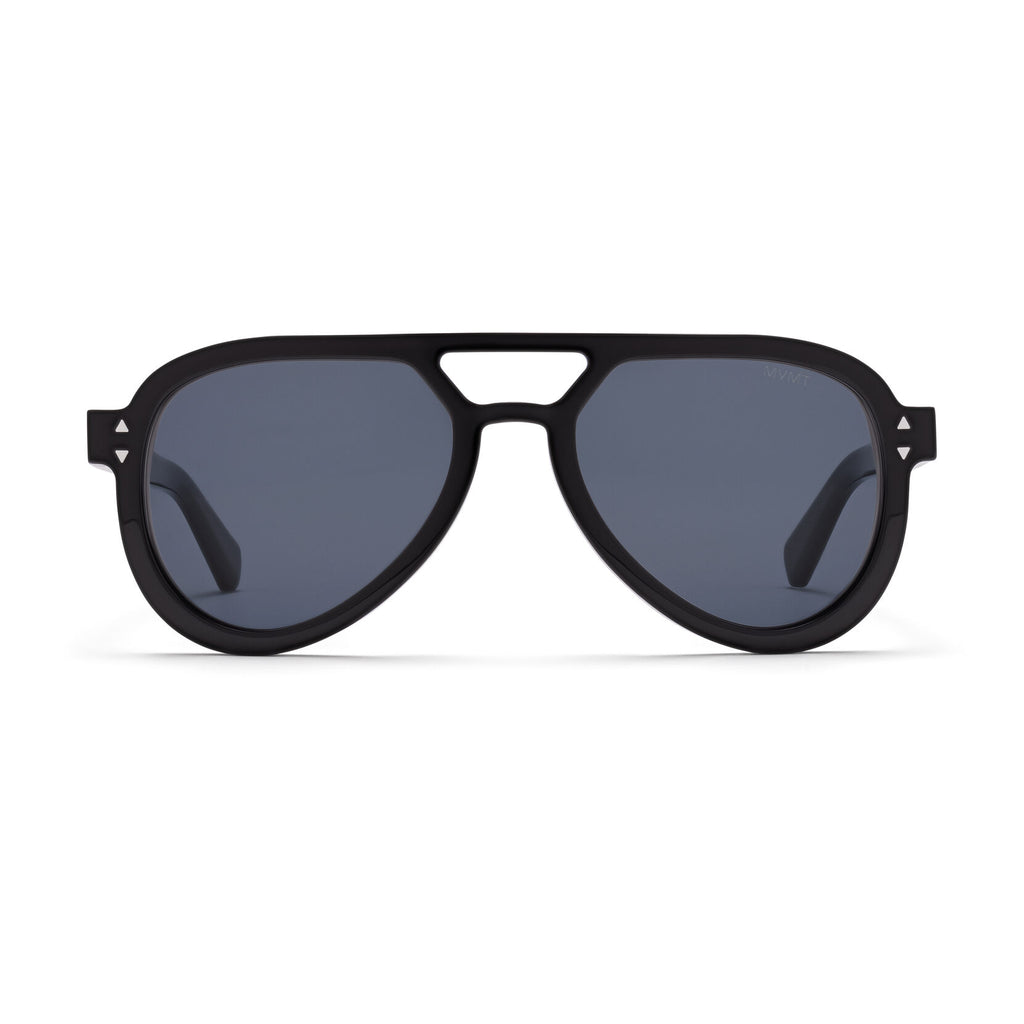 Hollywood Aviator Sunglasses | Black Frame + Blue Lens | Non-Polarized - main image