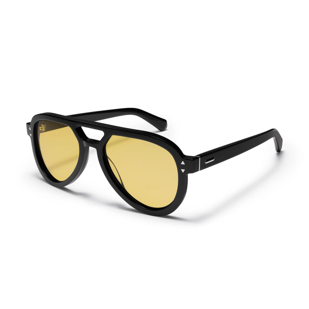 Hollywood Aviator Sunglasses | Black Frame + Yellow Lens | Non-Polarized - image 2