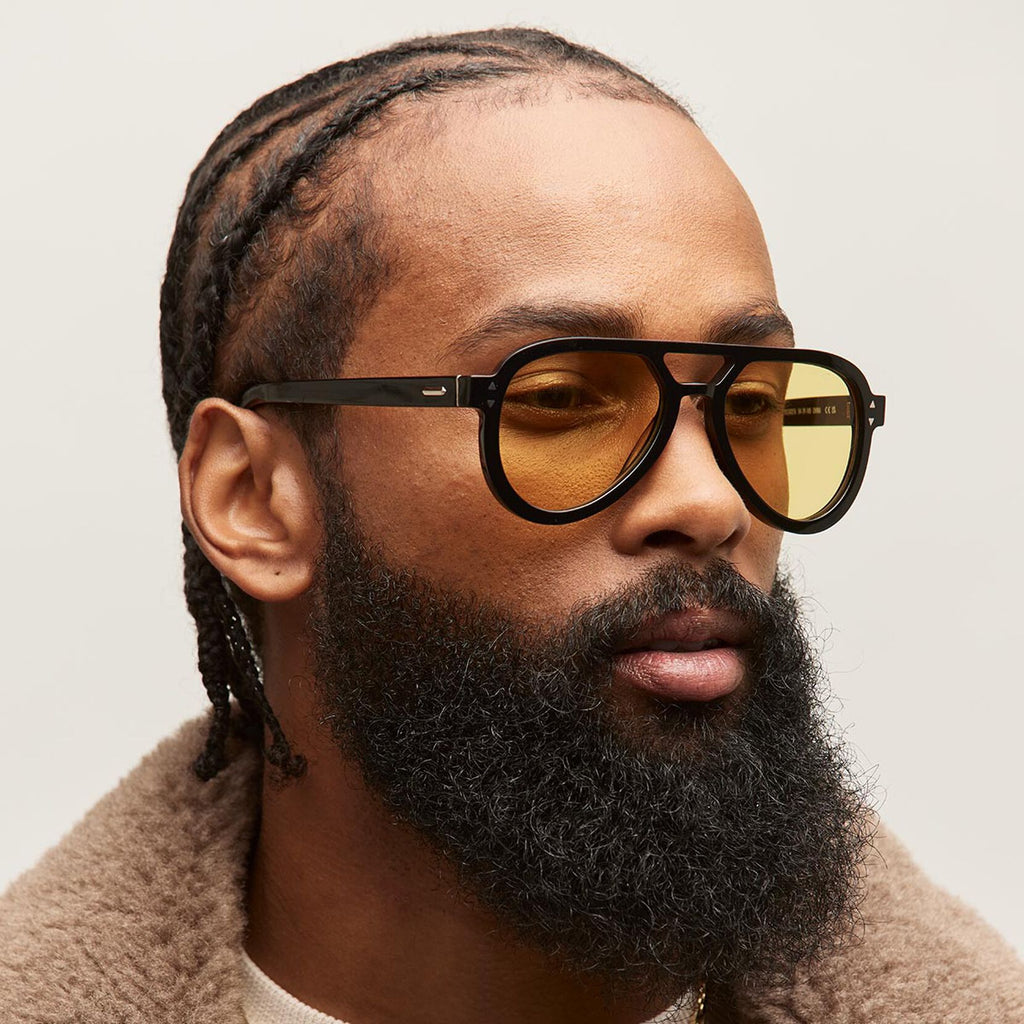 Hollywood Aviator Sunglasses | Black Frame + Yellow Lens | Non-Polarized - image 6