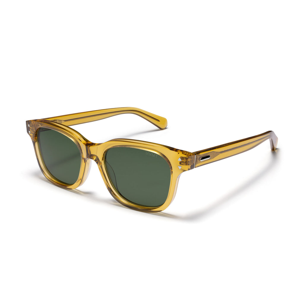 Malibu Round Sunglasses | Transparent Honey Frame + Green Lens | Non-Polarized - image 2