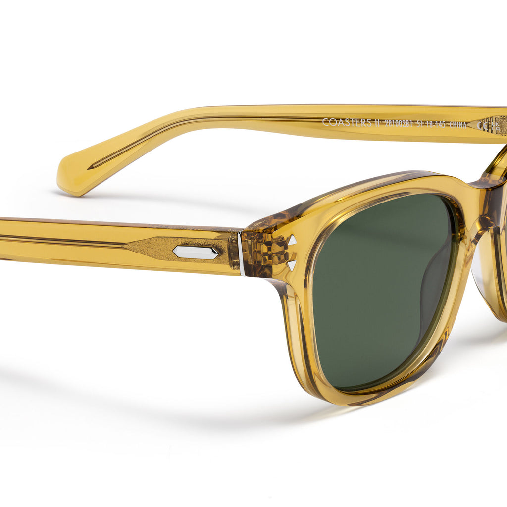 Malibu Round Sunglasses | Transparent Honey Frame + Green Lens | Non-Polarized - image 3