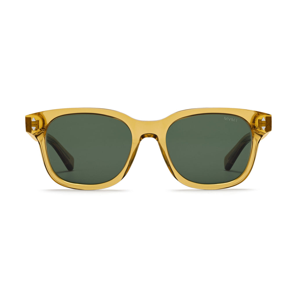 Malibu Round Sunglasses | Transparent Honey Frame + Green Lens | Non-Polarized - main image