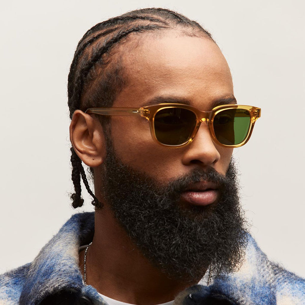 Malibu Round Sunglasses | Transparent Honey Frame + Green Lens | Non-Polarized - image 4