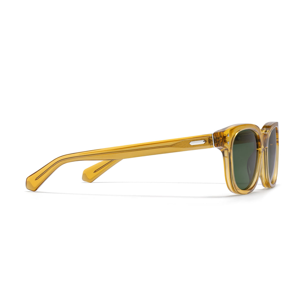 Malibu Round Sunglasses | Transparent Honey Frame + Green Lens | Non-Polarized - image 5