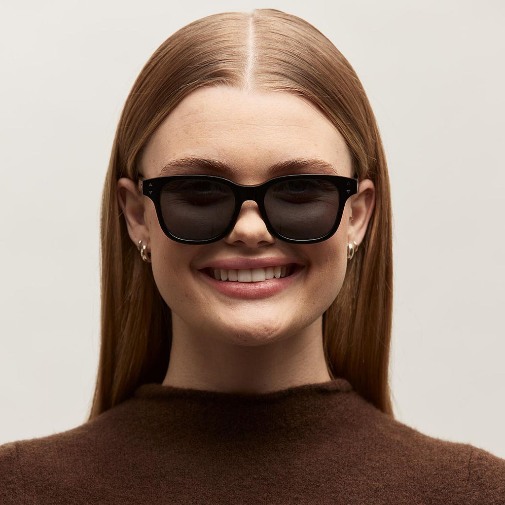 Malibu Round Sunglasses | Black Frame + Blue Lens | Non-Polarized - image 6