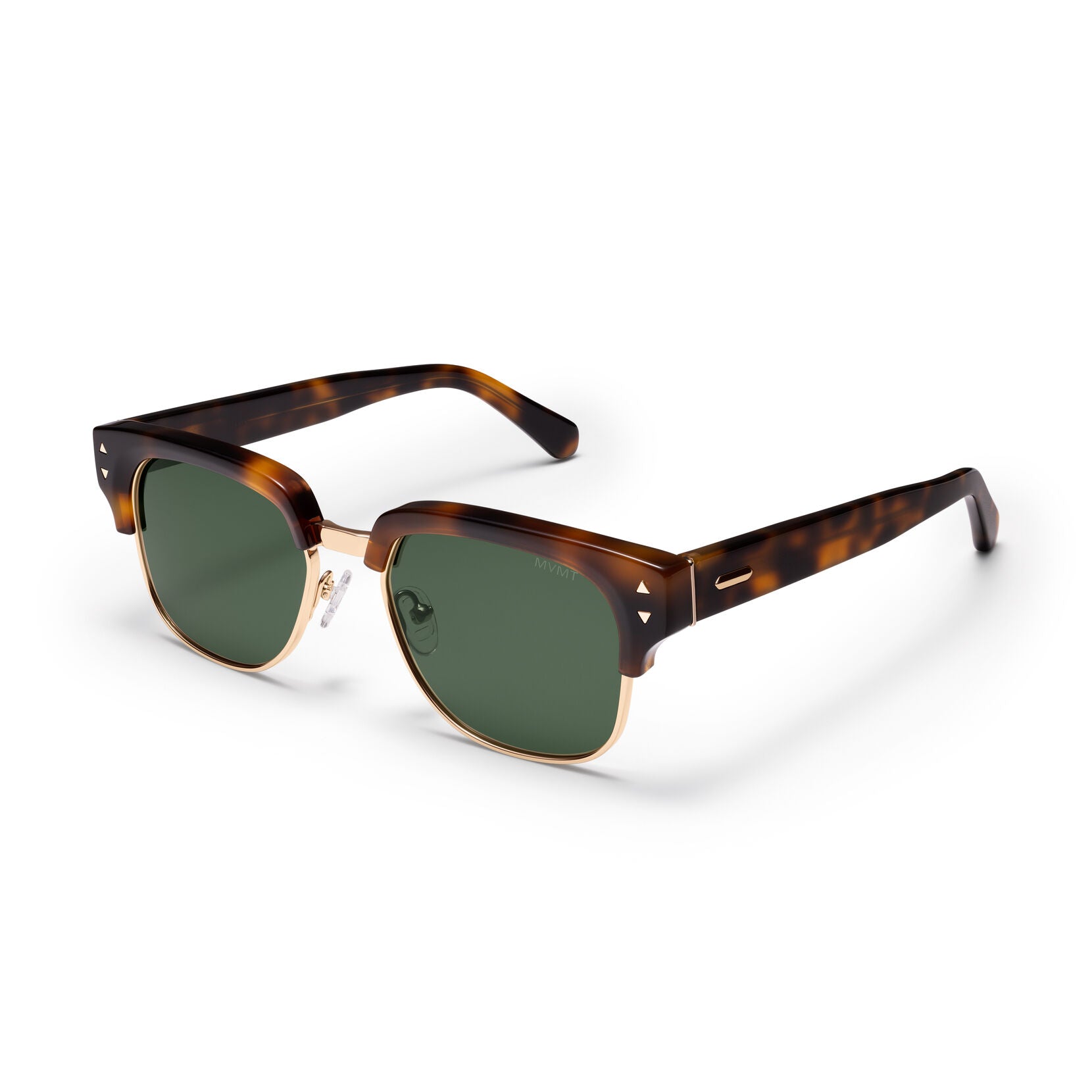 Laguna Square Sunglasses | Tortoise & Gold Frame + Green Lens | Polarized - image 2