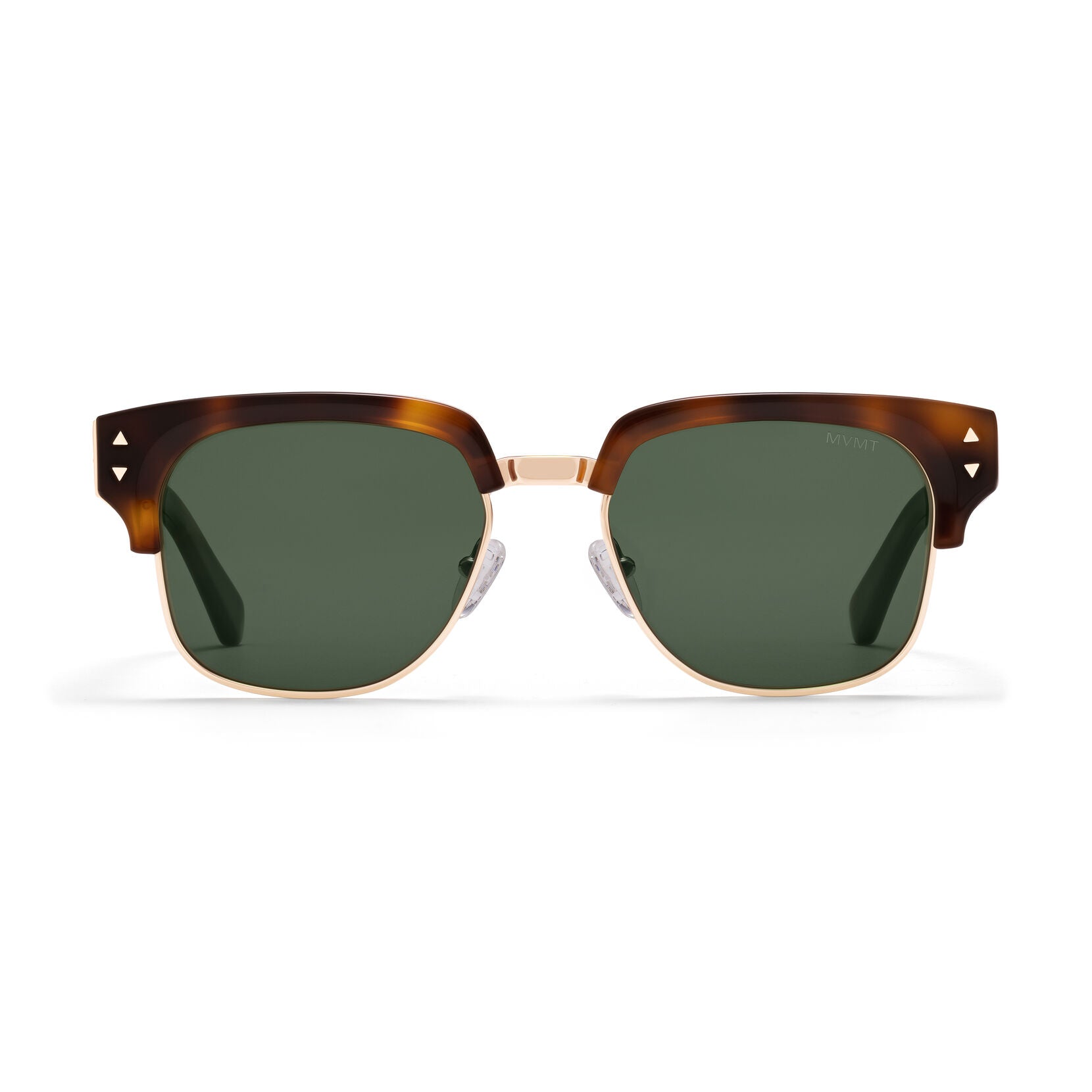 Laguna Square Sunglasses | Tortoise & Gold Frame + Green Lens | Polarized - main image
