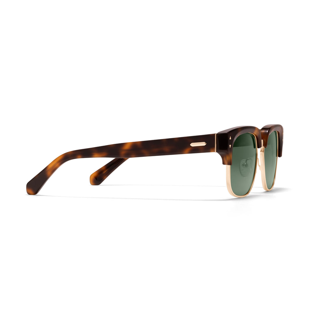 Laguna Square Sunglasses | Tortoise & Gold Frame + Green Lens | Polarized - image 5