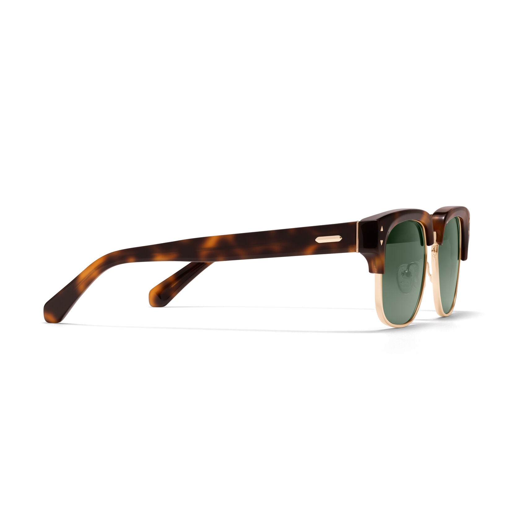 Laguna Square Sunglasses | Tortoise & Gold Frame + Green Lens | Polarized - image 5