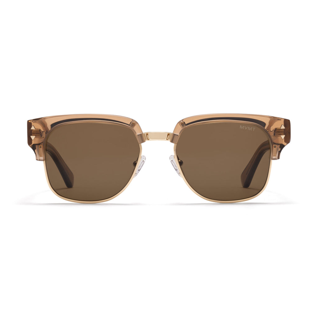Laguna Square Sunglasses | Opaque Brown & Gold Frame + Brown Lens | Non-Polarized - main image