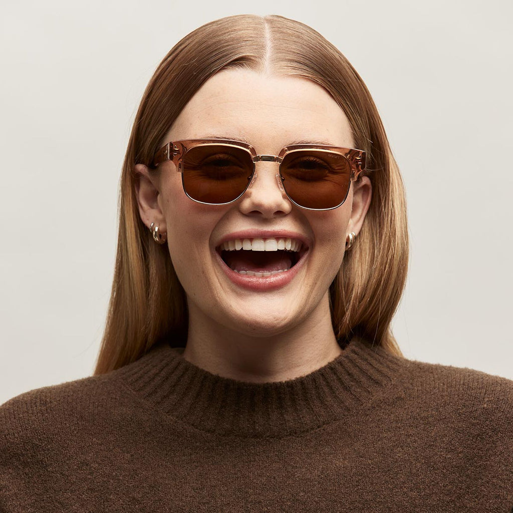 Laguna Square Sunglasses | Opaque Brown & Gold Frame + Brown Lens | Non-Polarized - image 6
