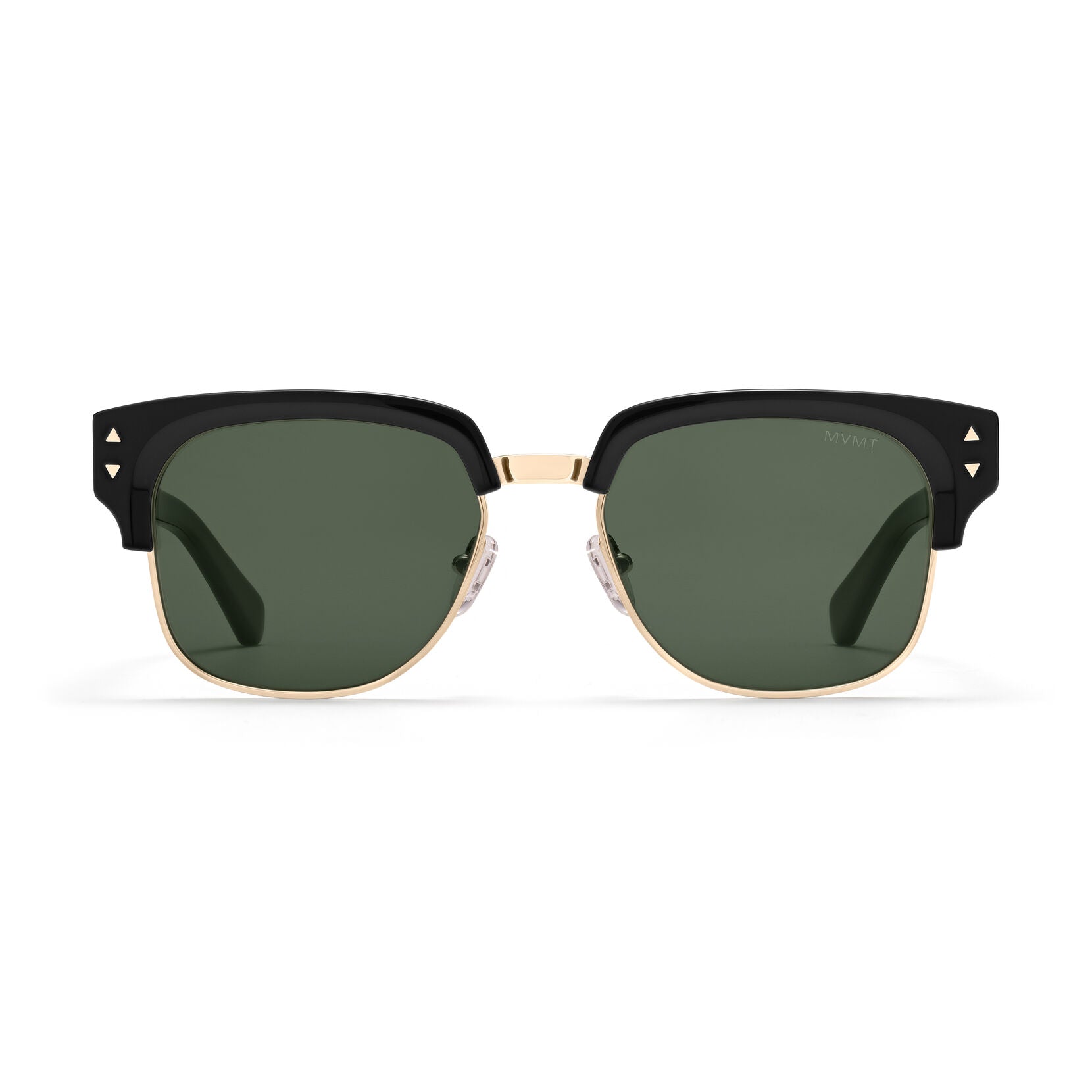 Laguna Square Sunglasses | Black & Gold Frame + Green Lens | Polarized - main image