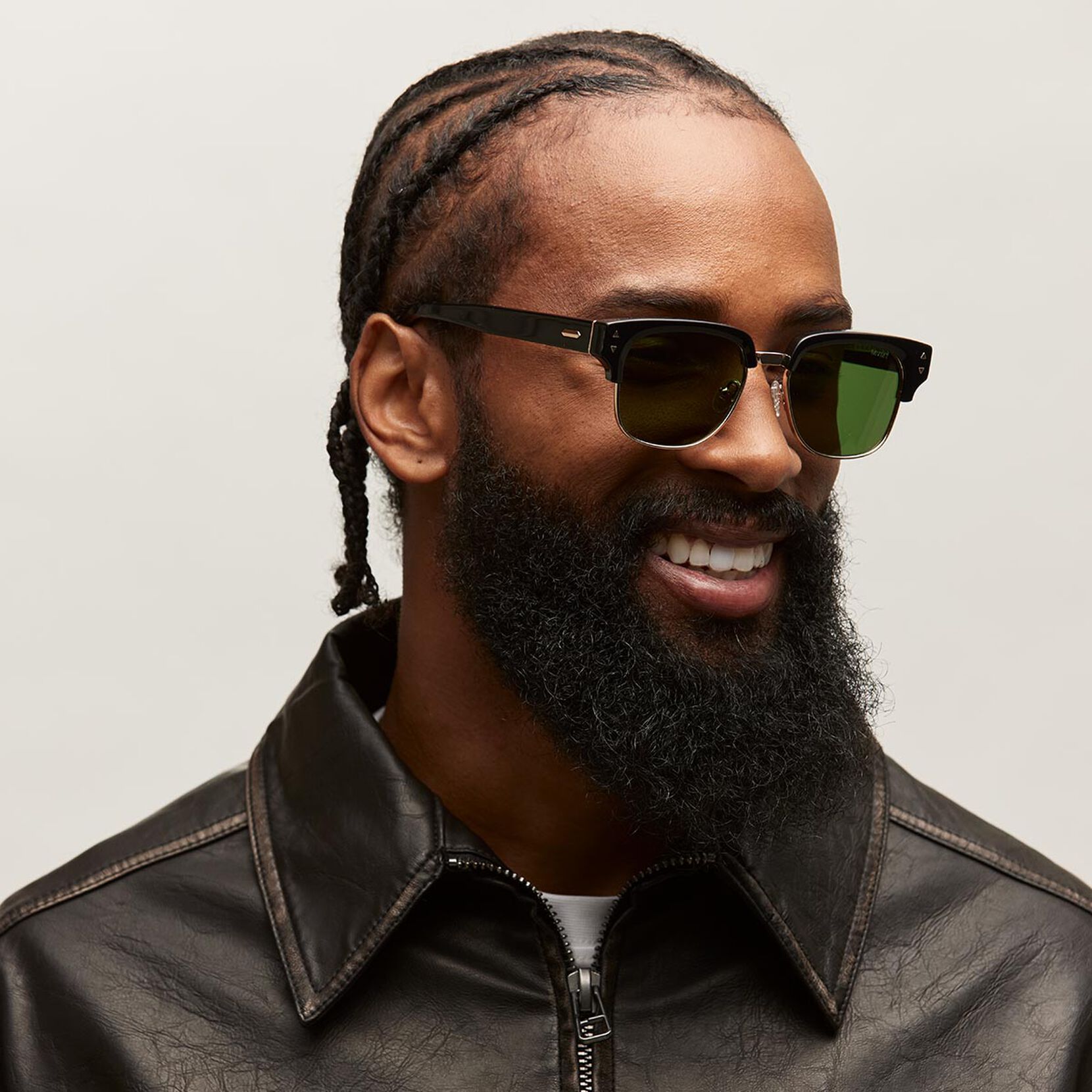 Laguna Square Sunglasses | Black & Gold Frame + Green Lens | Polarized - image 4