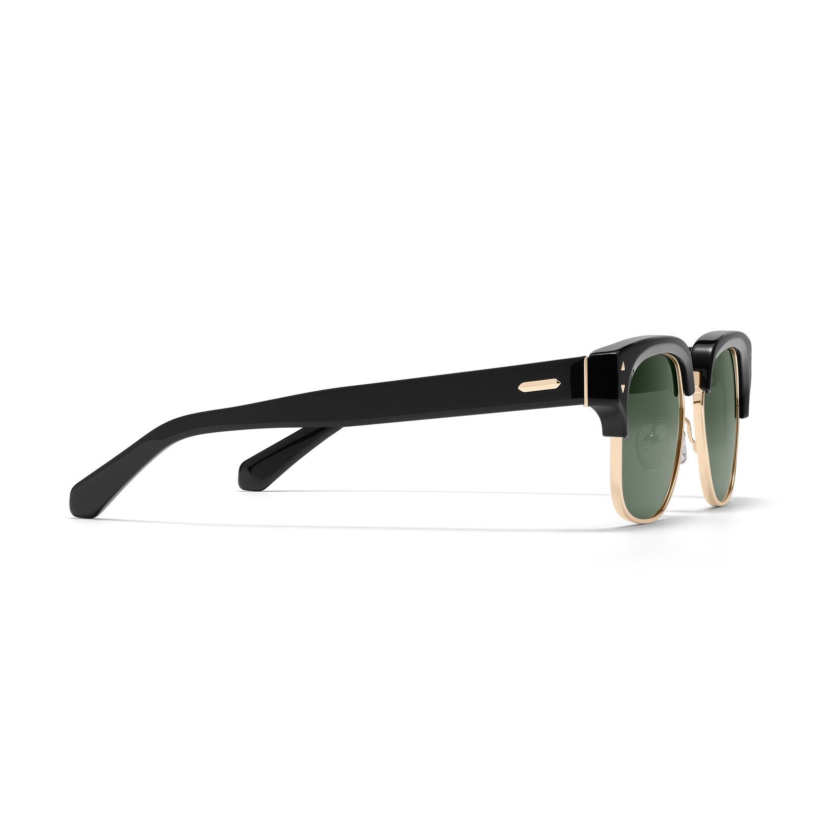 Laguna Square Sunglasses | Black & Gold Frame + Green Lens | Polarized - image 5