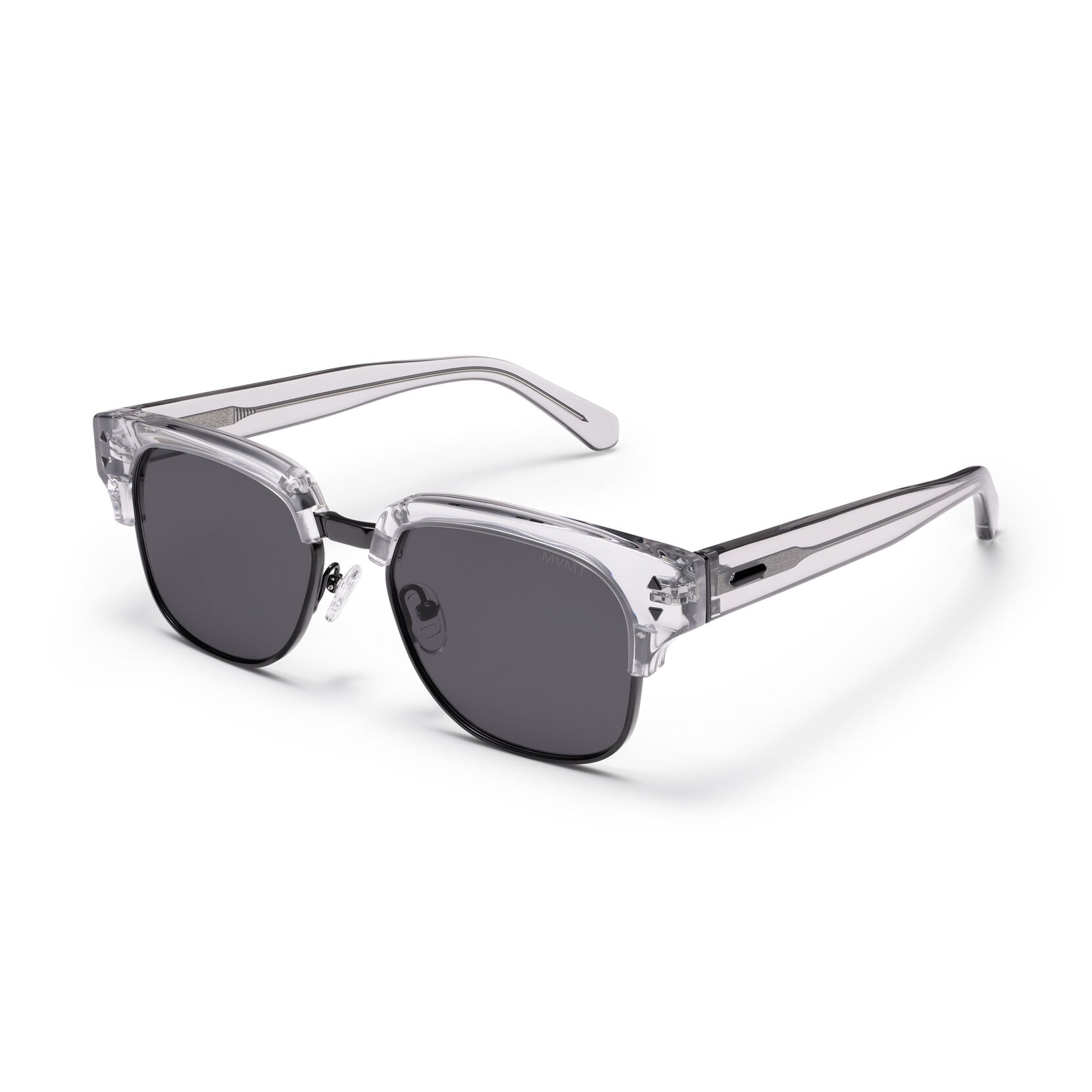 Laguna Square Sunglasses | Transparent Grey & Black Frame + Grey Lens | Polarized - image 2