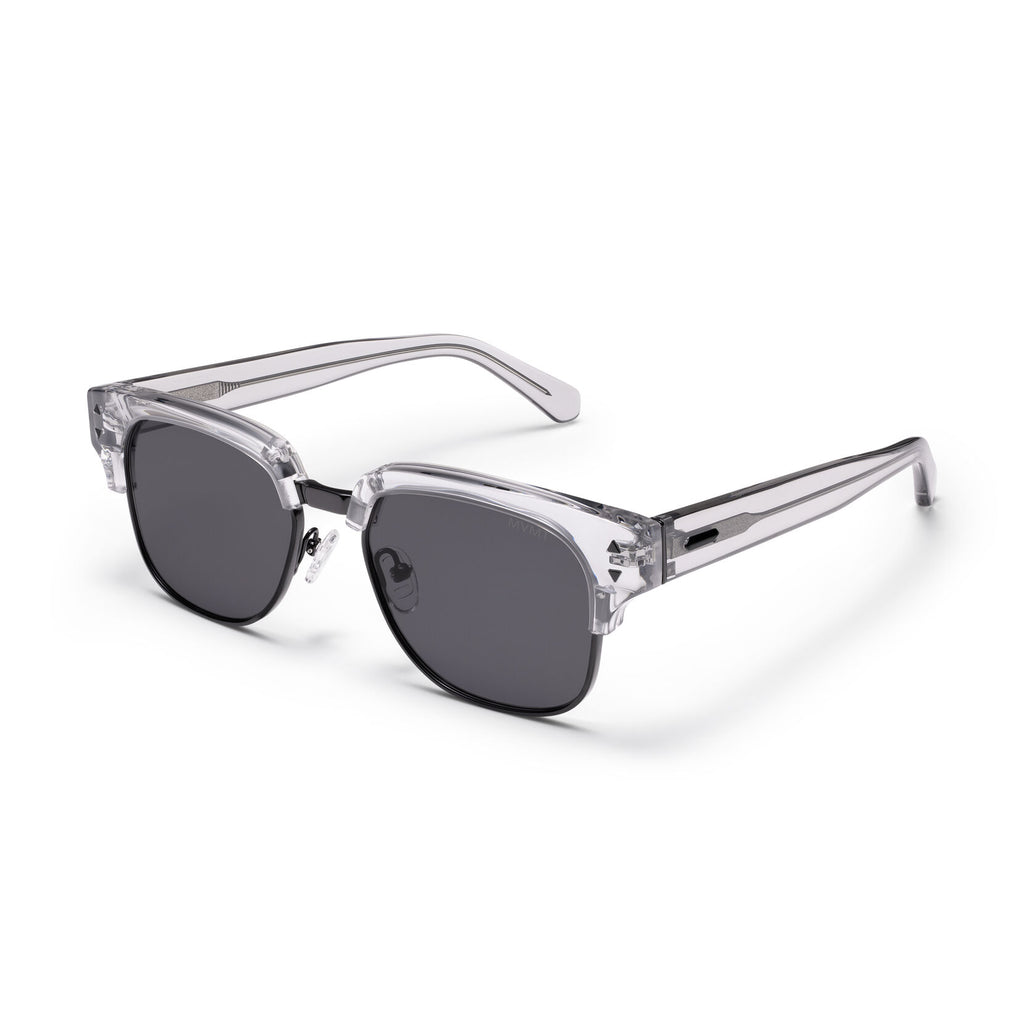 Laguna Square Sunglasses | Transparent Grey & Black Frame + Grey Lens | Non-Polarized - image 2