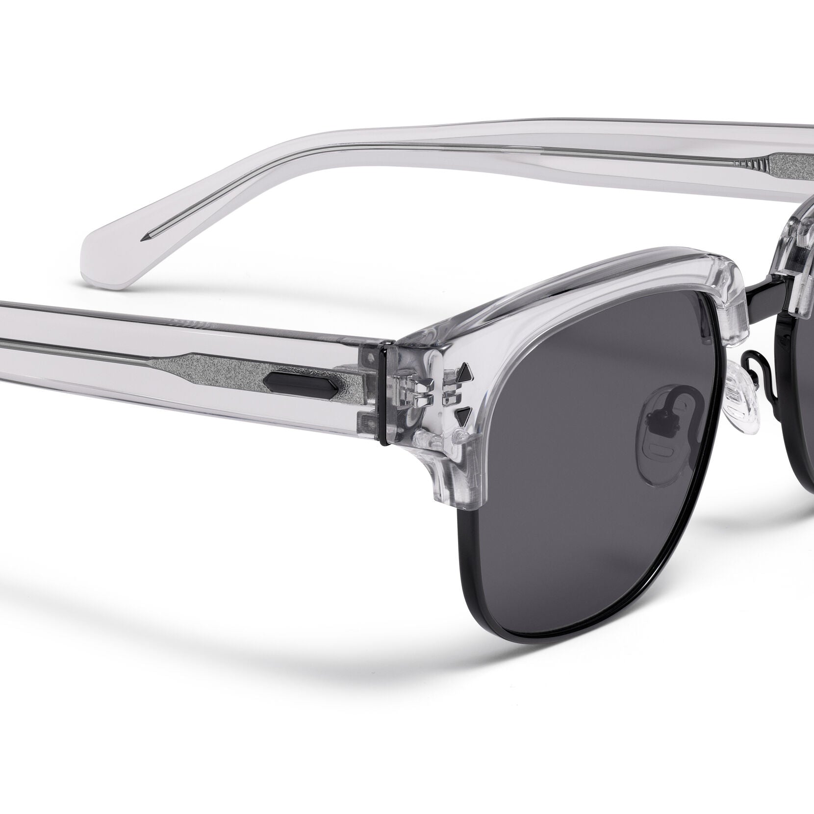 Laguna Square Sunglasses | Transparent Grey & Black Frame + Grey Lens | Polarized - image 3