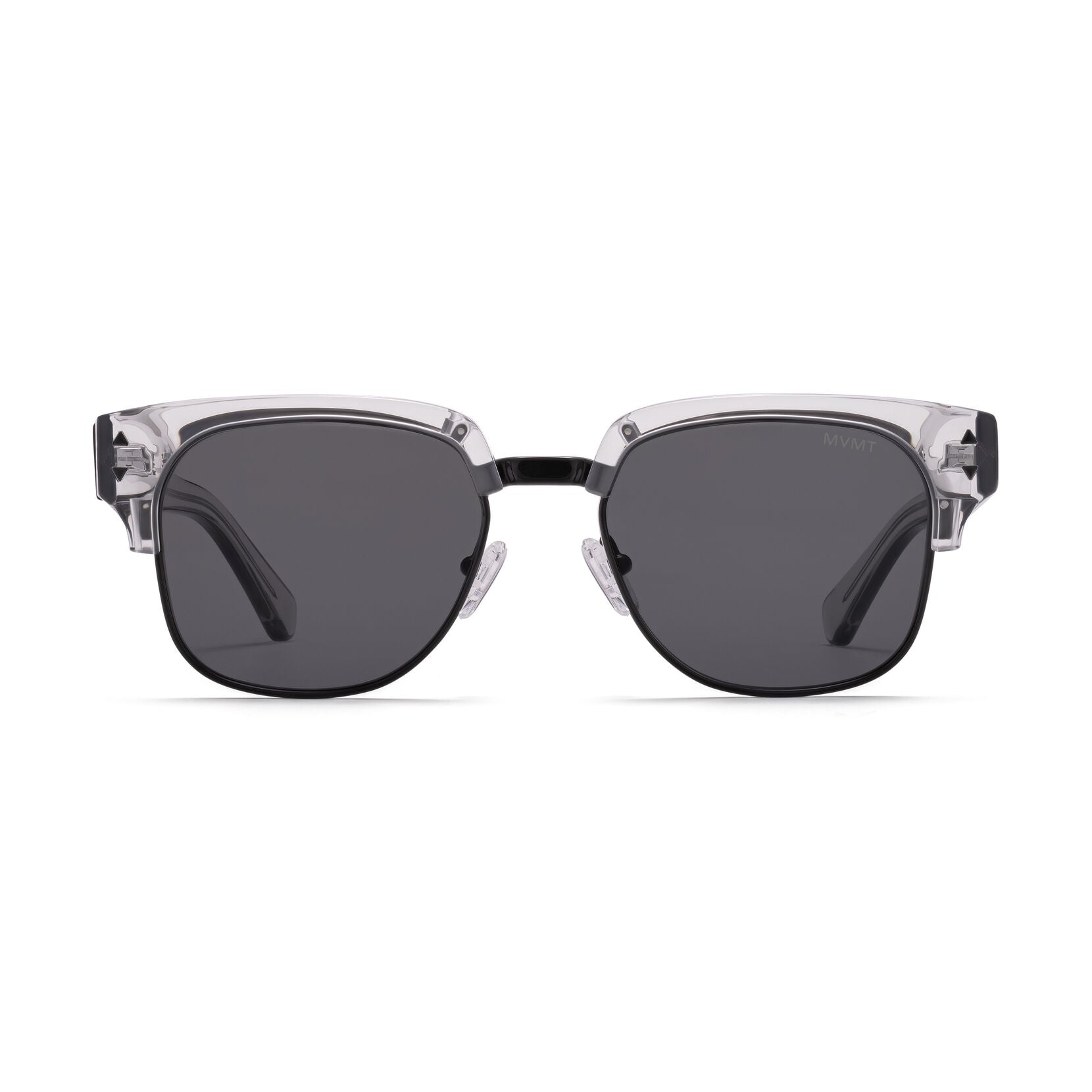 Laguna Square Sunglasses | Transparent Grey & Black Frame + Grey Lens | Polarized - main image
