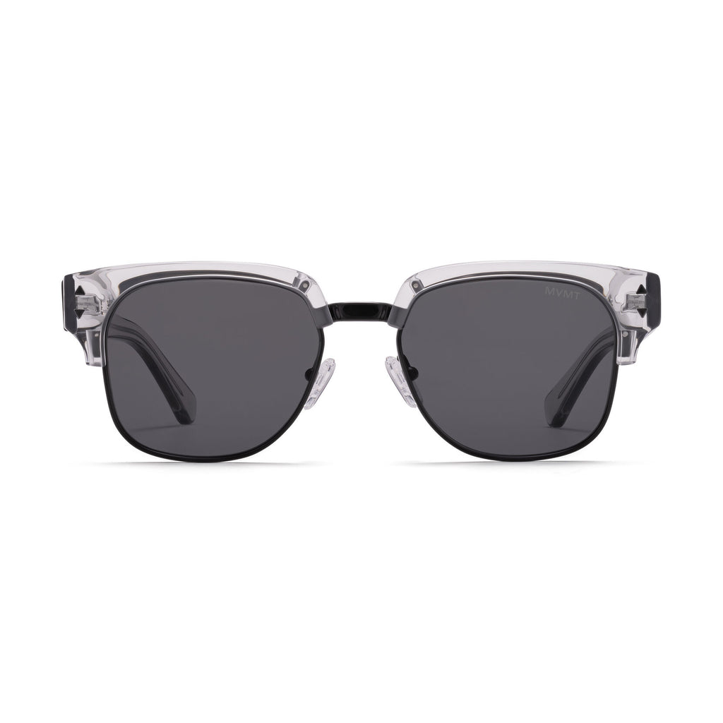 Laguna Square Sunglasses | Transparent Grey & Black Frame + Grey Lens | Non-Polarized - main image