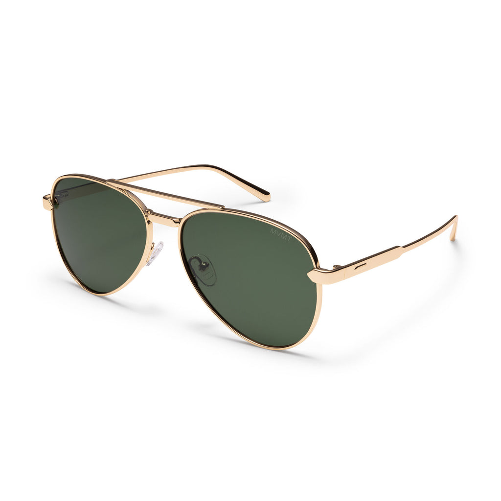 Miramar Aviator Sunglasses | Gold Frame + Green Lens | Polarized - image 2